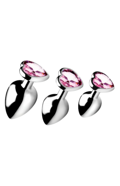 Booty Sparks Pink Heart Gem Anal Plug Set