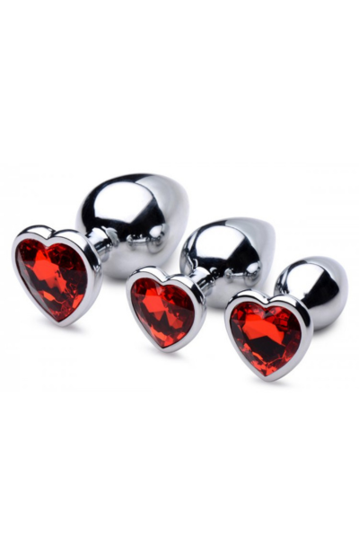Booty Sparks Red Heart Gem Anal Plug Set