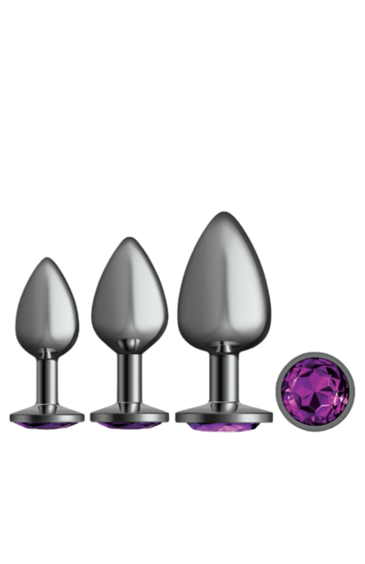 Cheeky Charms Metal Plug Kit Gunmetal Round - Deep Purple