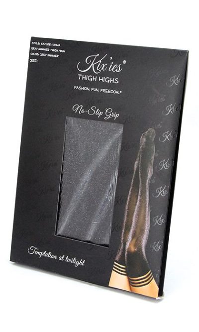 Kix'ies Kaylee Grey Shimmer Thigh High Grey B