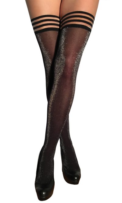 Kix'ies Kaylee Grey Shimmer Thigh High Grey A